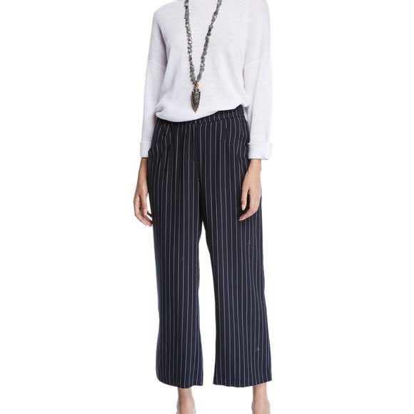 Eileen Fisher Womens Cropped Striped Casual Wide M - Picture 2 of 5